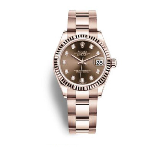 Rolex Datejust 31 Chocolate Diamond Dial Ladies 18kt Everose Gold Oyster Watch 278275CHDO