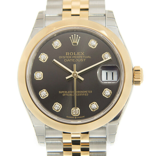 Rolex Datejust 31 Dark Grey Diamond Dial Ladies Steel and 18kt Yellow Gold Jubilee Watch 278243GYDJ