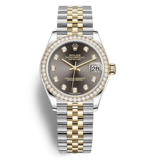 Rolex Datejust 31 Dark Grey Diamond Dial Ladies Steel and 18kt Yellow Gold Jubilee Watch 278383GYDJ