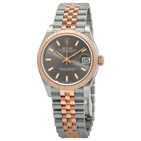 Rolex Datejust 31 Dark Rhodium Dial Automatic Ladies Steel and 18kt Everose Gold Jubilee Watch 278271DRSJ