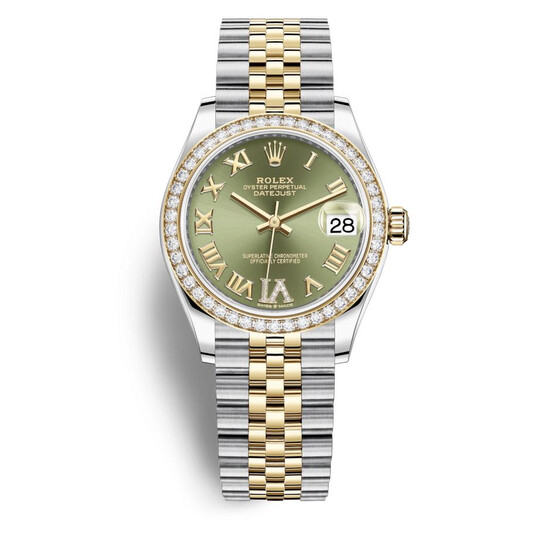 Rolex Datejust 31 Green Diamond Dial Ladies Steel and 18kt Yellow Gold Jubilee Watch 278383GNRDJ