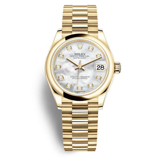 Rolex Datejust 31 Mother of Pearl Diamond Dial Automatic 18kt Yellow Gold Rolex President Watch 278248MDP