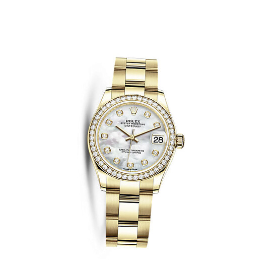 Rolex Datejust 31 Mother of Pearl Diamond Dial Automatic Ladies 18kt Yellow Gold Oyster Watch 278288MDO