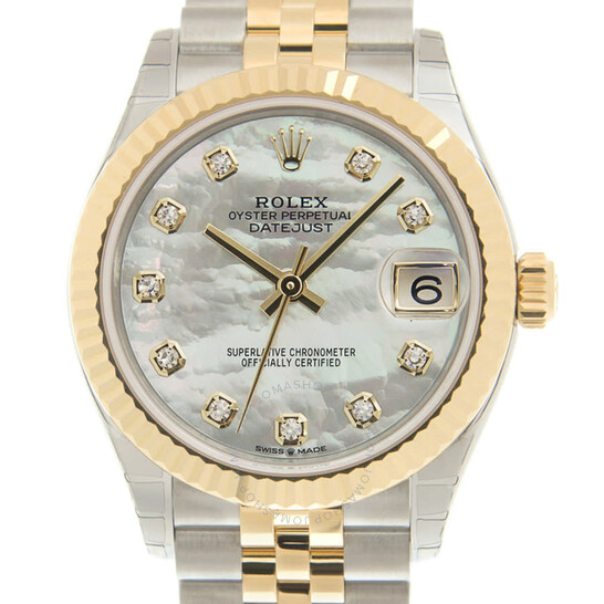 Rolex Datejust 31 Mother of Pearl Diamond Dial Automatic Ladies Steel and 18kt Yellow Gold Jubilee Watch 278273MDJ