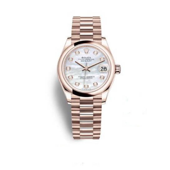 Rolex Datejust 31 Mother of Pearl Diamond Dial Ladies 18 ct Everose Gold Everose Gold President Watch 278245MDP