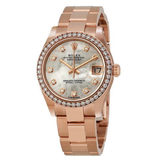 Rolex Datejust 31 Mother of Pearl Diamond Dial Ladies 18 ct Everose Gold Oyster Watch 278285MDO