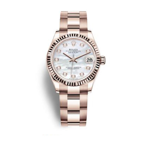 Rolex Datejust 31 Mother of Pearl Diamond Dial Ladies 18kt Everose Gold Oyster Watch 278275MDO