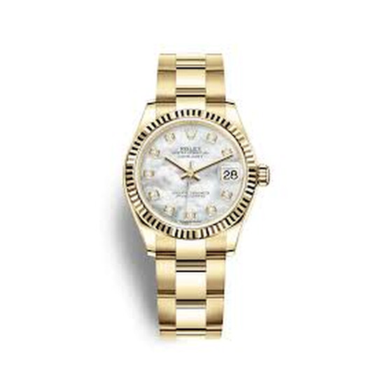 Rolex Datejust 31 Mother of Pearl Diamond Dial Ladies 18kt Yellow Gold Oyster Watch 278278MDO