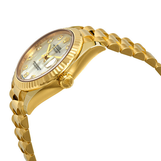 Rolex Datejust 31 Mother of Pearl Diamond Dial Ladies 18kt Yellow Gold President Watch 278278MDP