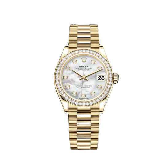 Rolex Datejust 31 Mother of Pearl Diamond Ladies 18kt Yellow Gold President Watch 278288MDP