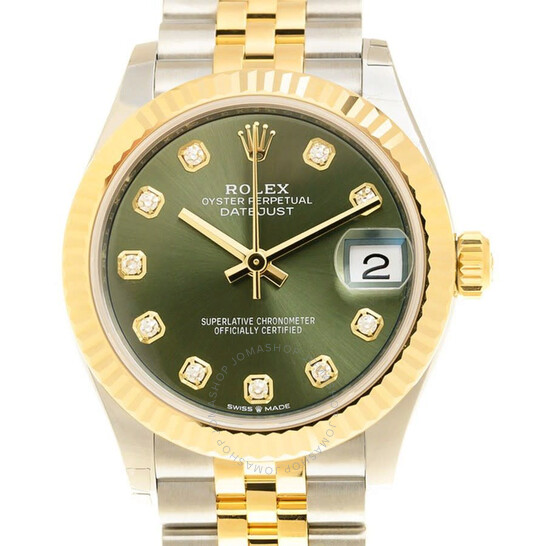 Rolex Datejust 31 Olive Green Diamond Dial Automatic Ladies Steel and 18kt Yellow Gold Jubilee Watch 278273GNDJ