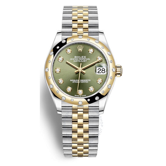 Rolex Datejust 31 Olive Green Diamond Dial Automatic Ladies Steel and 18kt Yellow Gold Jubilee Watch 278343GNDJ