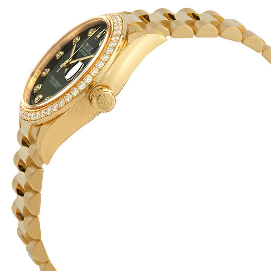 Rolex Datejust 31 Olive Green Diamond Dial Ladies 18kt Yellow Gold President Watch 278288GNDP