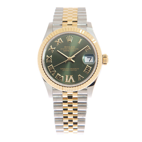 Rolex Datejust 31 Olive Green Diamond Dial Ladies Automatic Steel and 18kt Yellow Gold Jubilee Watch 278273GNRDJ