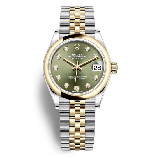 Rolex Datejust 31 Olive Green Diamond Dial Ladies Steel and 18kt Yellow Gold Jubilee Watch 278243GNDJ