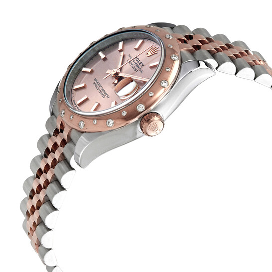 Rolex DateJust 31 Rose Dial Automatic Ladies Stainless Steel 18kt Everose Gold Jubliee Watch 278341PSJ