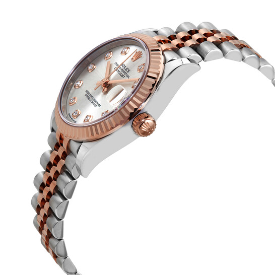 Rolex Datejust 31 Silver Diamond Dial Automatic Ladies Steel and 18kt Everose Gold Jubilee Watch 278271SDJ