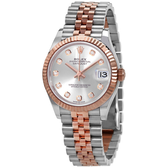 Rolex Datejust 31 Silver Diamond Dial Automatic Ladies Steel and 18kt Everose Gold Jubilee Watch 278271SDJ