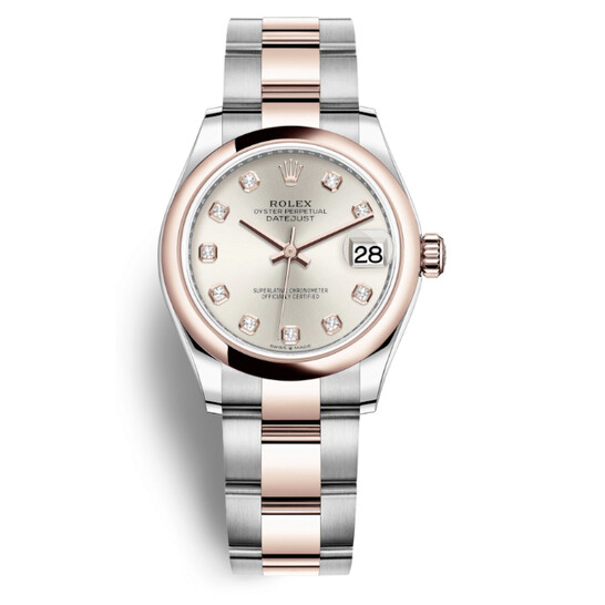 Rolex Datejust 31 Silver Diamond Dial Automatic Ladies Steel and 18kt Everose Gold Oyster Watch 278241SDO