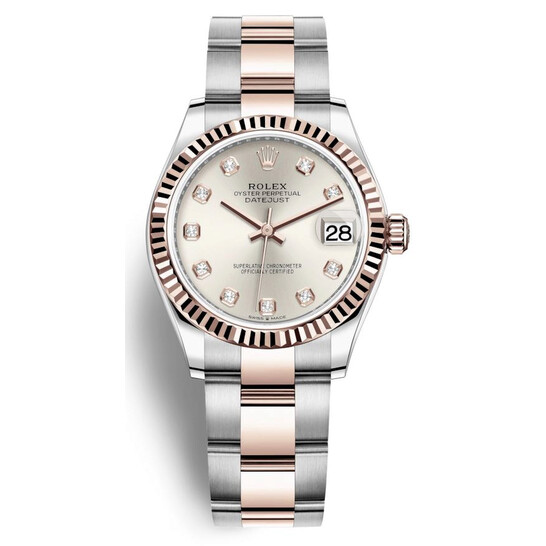 Rolex Datejust 31 Silver Diamond Dial Automatic Ladies Steel and 18kt Everose Gold Oyster Watch 278271SDO