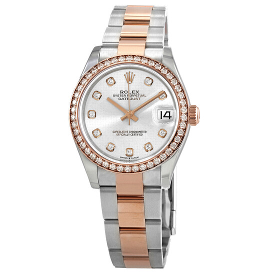 Rolex Datejust 31 Silver Diamond Dial Automatic Ladies Steel and 18kt Everose Gold Oyster Watch 278381SDO