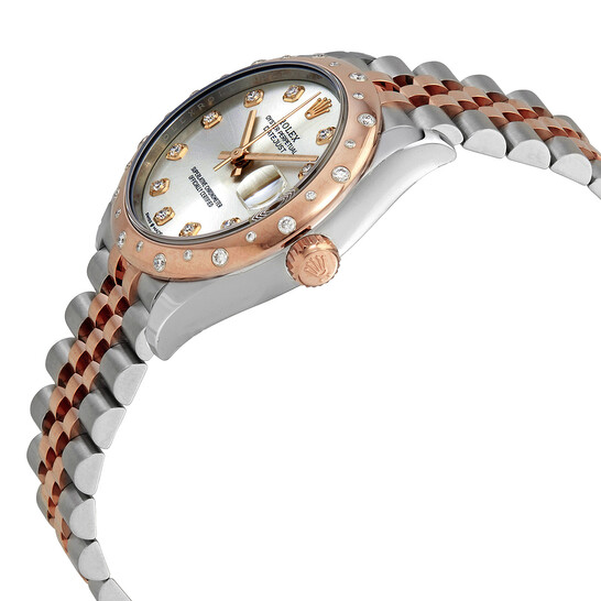 Rolex Datejust 31 Silver Diamond Dial Ladies Steel and 18kt Everose Gold Jubilee Watch 278341SDJ