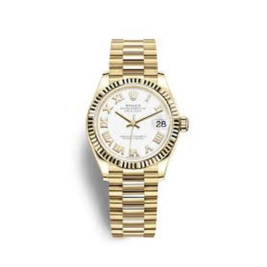 Rolex Datejust 31 White Dial Automatic Ladies 18kt Yellow Gold President Watch 278278WRP