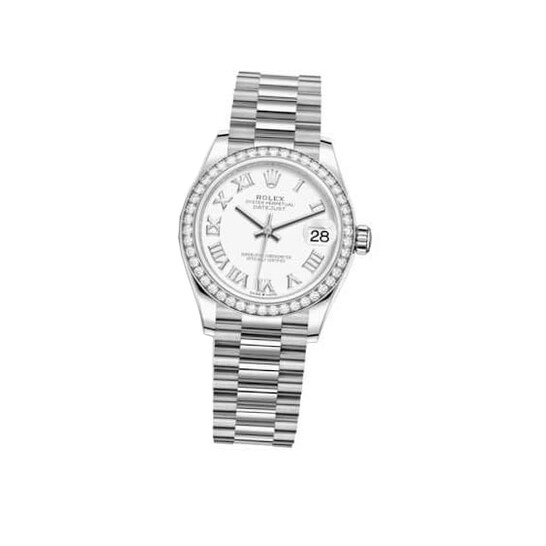 Rolex Datejust 31 White Dial Ladies 18kt White Gold President Watch 278289WRP