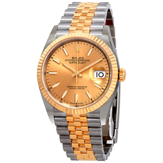 Rolex Datejust 36 Automatic Champagne Dial Men’s Steel and 18K Yellow Gold Jubilee Watch 126233CSJ