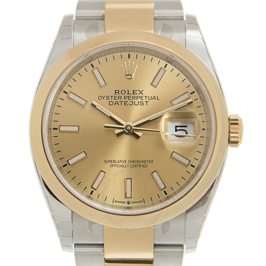 Rolex Datejust 36 Automatic Champagne Dial Men’s Steel and 18K Yellow Gold Oyster Watch 126203CSO