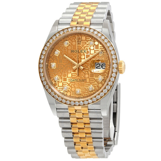 Rolex Datejust 36 Automatic Champagne Jubilee Motif Dial Diamond Watch M126283RBR-0019