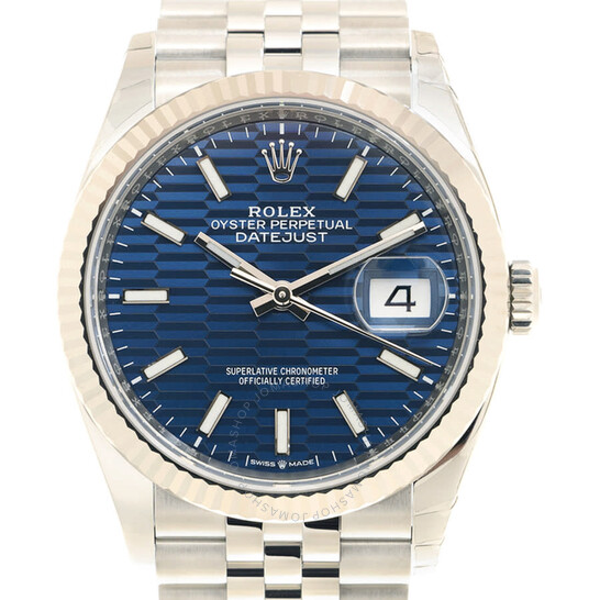 Rolex Datejust 36 Automatic Chronometer Bright Blue Motif Dial Watch 126234BLFSJ