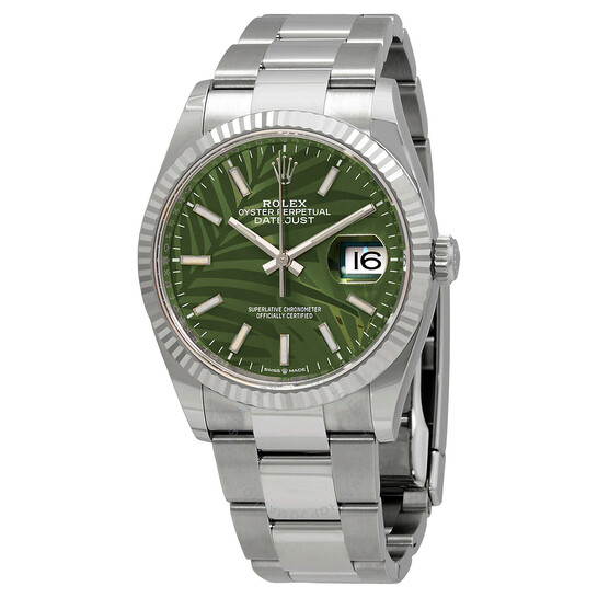 Rolex Datejust 36 Automatic Chronometer Green Palm Motif Watch 126234GNSPLMO