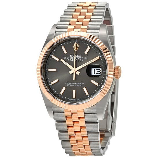 Rolex Datejust 36 Automatic Dark RhodiumDial Men’s Steel and 18kt Everose Gold Jubilee Watch 126231DRSJ