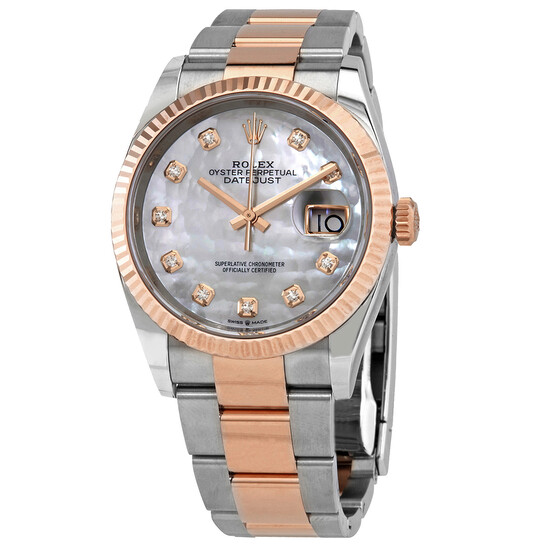 Rolex Datejust 36 Automatic Mother of Pearl Diamond Dial Men’s Steel and 18kt Everose Gold Oyster Watch 126231MDO