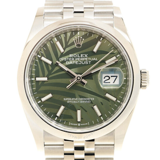 Rolex Datejust 36 Automatic Olive Green Palm Ladies Watch 126200GNSPLMJ