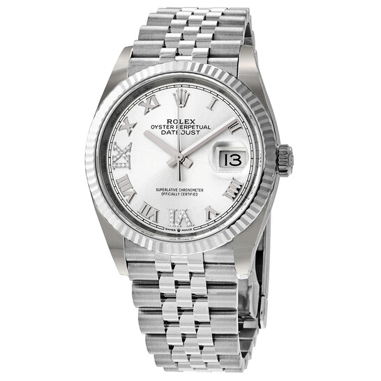 Rolex Datejust 36 Automatic Silver Diamond Dial Ladies Jubilee Watch 126234SRDJ