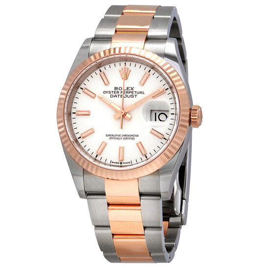 Rolex Datejust 36 Automatic White Dial Men’s Steel and 18kt Everose Gold Oyster Watch 126231WSO