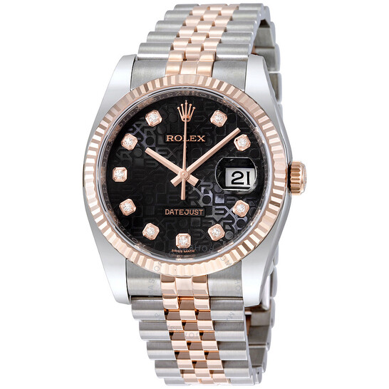 Rolex Datejust 36 Black Dial Stainless Steel and 18K Everose Gold Jubilee Bracelet Automatic Men’s Watch 116231BKJDJ