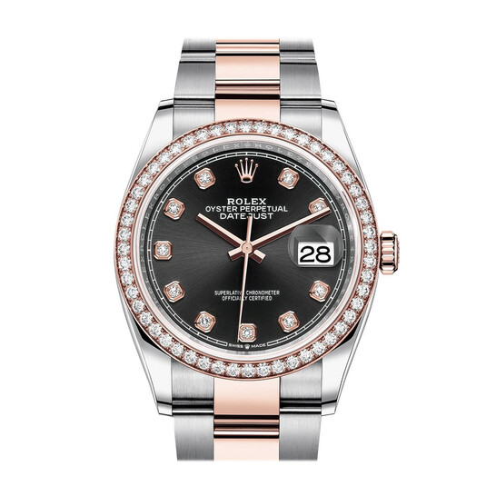 Rolex Datejust 36 Black Diamond Dial Automatic Men’s Steel and 18k Everose Gold Oyster Watch 126281BKDO