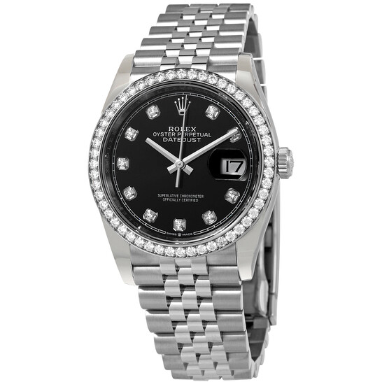 Rolex Datejust 36 Black Diamond Dial Automatic Unisex Jubilee Watch 126284BKDJ