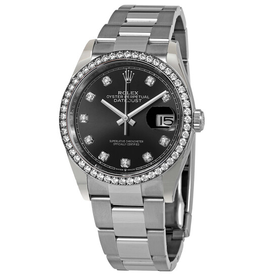 Rolex Datejust 36 Black Diamond Dial Automatic Unisex Oyster Watch 126284BKDO