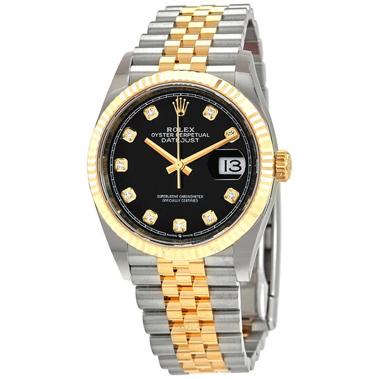 Rolex Datejust 36 Black Diamond Dial Men’s Stainless Steel and 18kt Yellow Gold Jubilee Watch 126233BKDJ