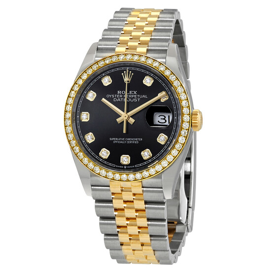 Rolex Datejust 36 Black Diamond Dial Men’s Steel and 18kt Yellow Gold Jubilee Watch 126283BKDJ