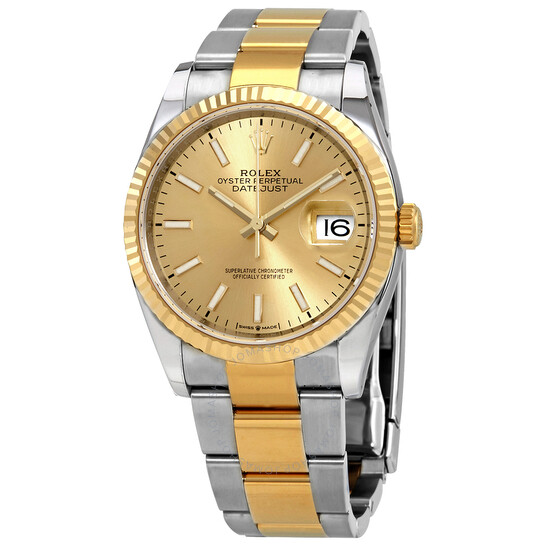 Rolex Datejust 36 Champagne Dial Men’s Stainless Steel and 18kt Yellow Gold Oyster Watch 126233CSO