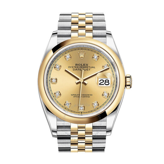 Rolex Datejust 36 Champagne Diamond Dial Men’s Steel and 18k Yellow Gold Jubilee Watch 126203CDJ