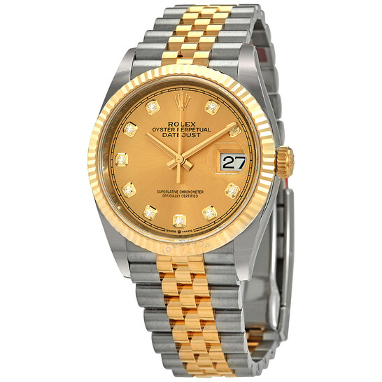 Rolex Datejust 36 Champagne Diamond Dial Men’s Steel and 18kt Yellow Gold Jubilee Watch 126233CDJ