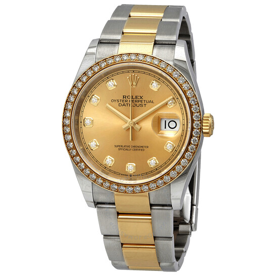 Rolex Datejust 36 Champagne Diamond Dial Men’s Steel and 18kt Yellow Gold Oyster Watch 126283CDO