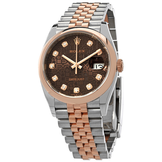 Rolex Datejust 36 Chocolate Jubilee Diamond Dial Men’s Steel and 18k Everose Gold Jubilee Watch 126201CHJDJ