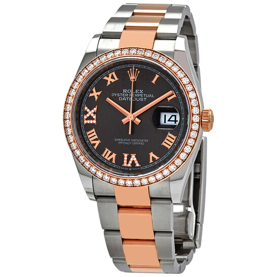 Rolex Datejust 36 Dark Rhodium Diamond Dial Automatic Men’s Steel and 18k Everose Gold Oyster Watch 126281DRRDO